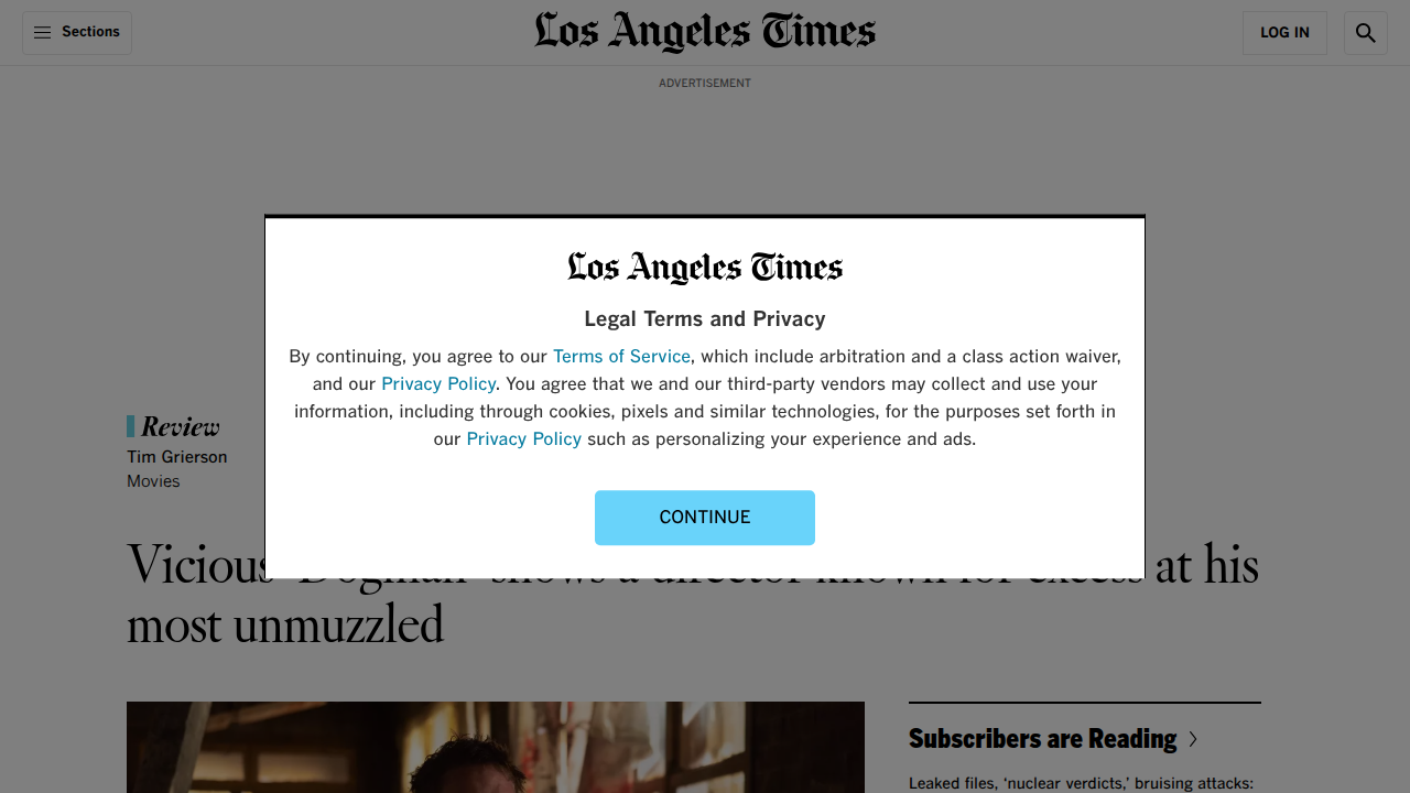 The Los Angeles Times review discusses 'Dogman's' nonlinear narrative approach.